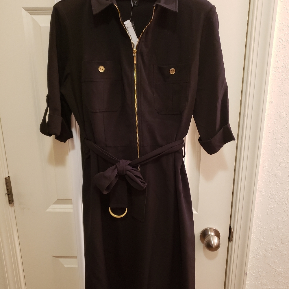 DRESSBARN Fitted Black utility zip Dress